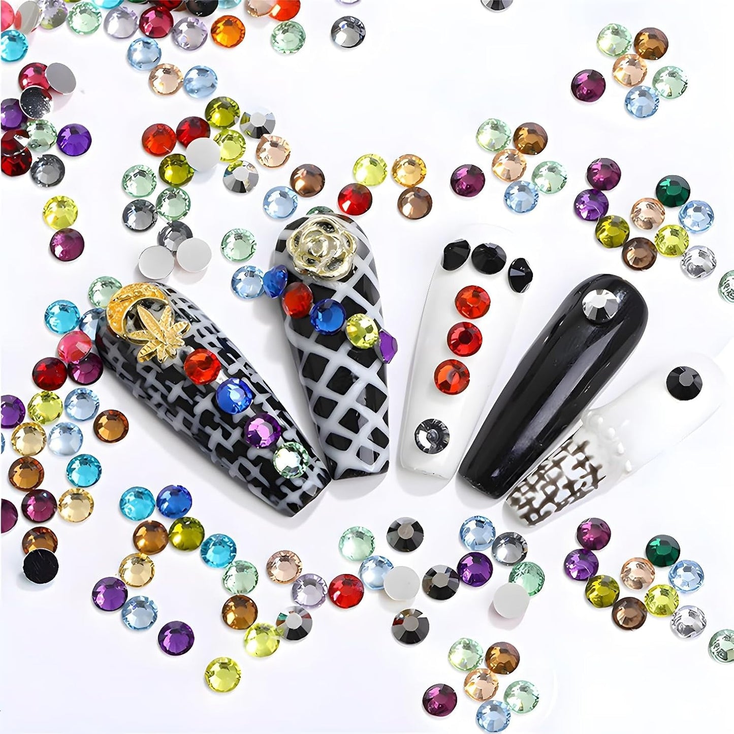 Flatback Rhinestones Round Gems for Nails Art and Crafts 620Pcs SS30 6mm Glitter Crystals Stone DIY Bags Clothes Shoes (Black)