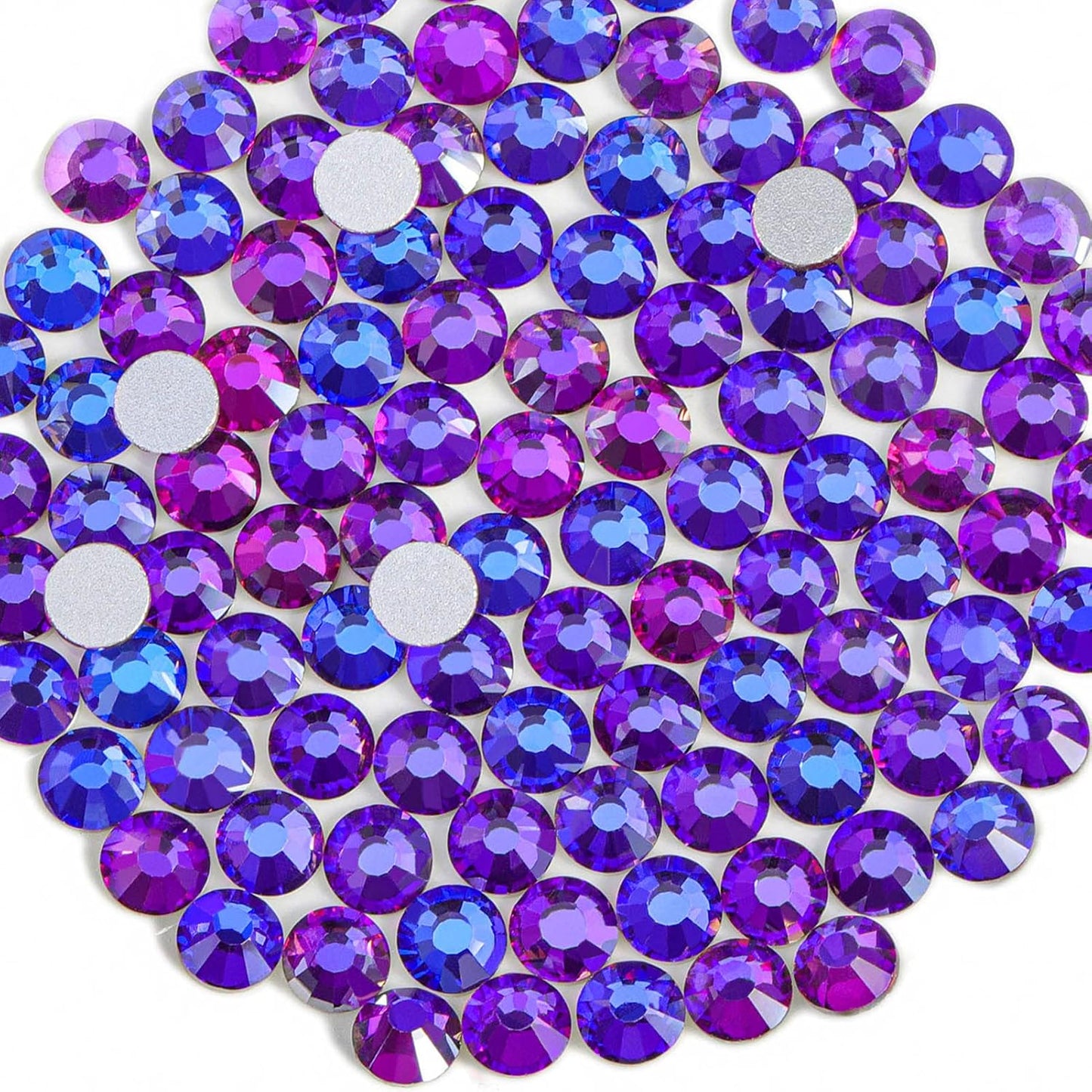 Beadsland 2880pcs Flat Back Crystal Rhinestones Round Gems for Nail Art and Craft Glue Fix, Purple Velvet,SS4,1.5-1.7mm
