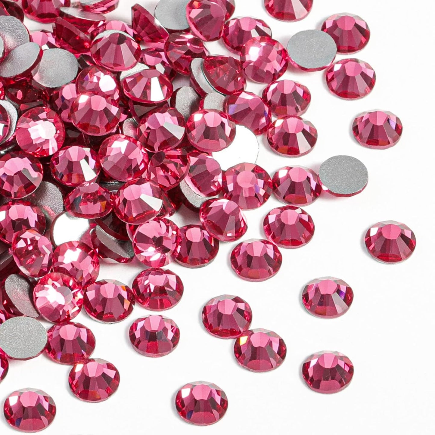 beadsland Flat Back Crystal Rhinestones Round Gems for Nail Art and Craft Glue Fix,Rose (6.4-6.6mm) SS30/288pcs