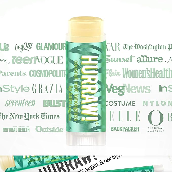 Hurraw! Coconut, Mint, Lemongrass (Pitta) Lip Balm: Organic, Certified Vegan, Cruelty and Gluten Free. Non-GMO, 100% Natural Ingredients. Bee, Shea, Soy and Palm Free. Made in USA
