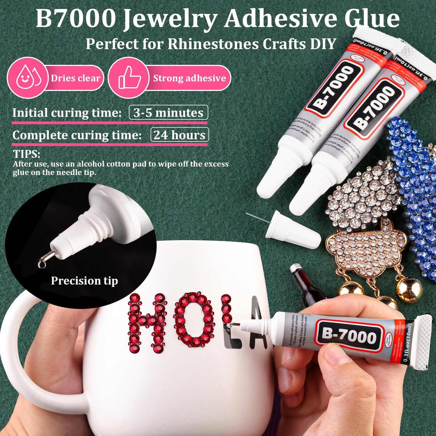 Resin Rhinestones for Crafting with B7000 Jewelry Glue, 2 Boxes Dark Red Flatback Crystals with 3Pcs 10ml Glue for Bedazzling Crafts DIY Nail Art Makeup, Gems for Clothing Shoes