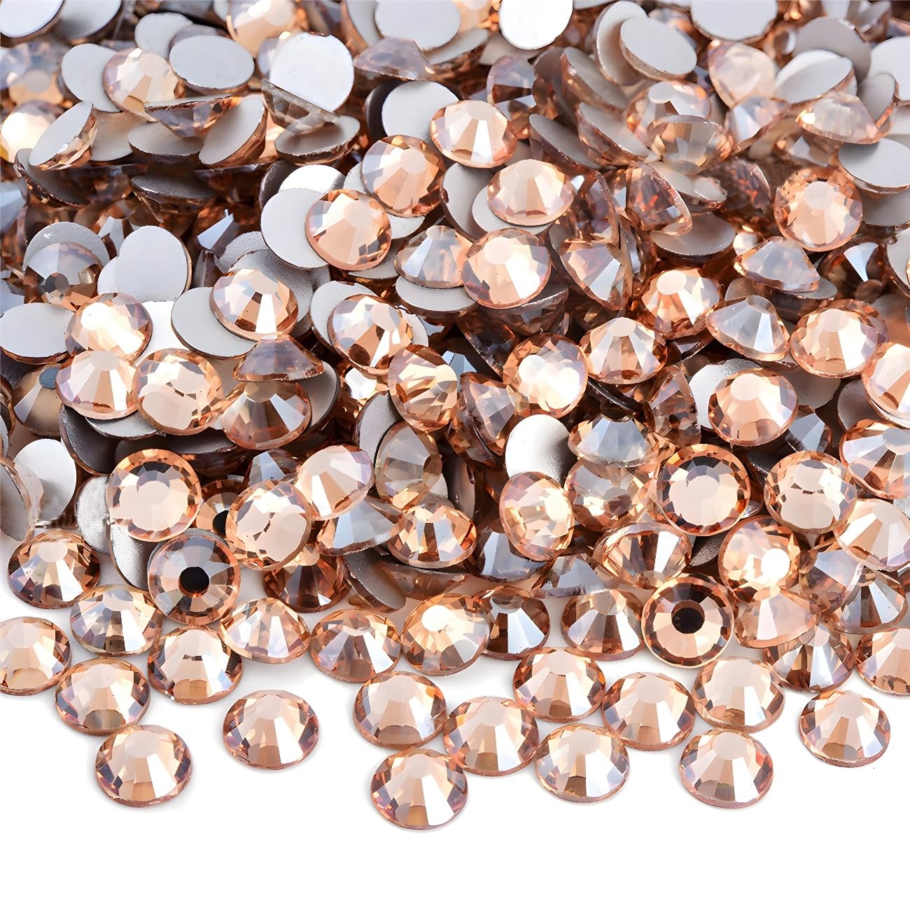 Flatback Rhinestones Round Gems for Nails Art and Crafts 1250Pcs SS20 5mm Glitter Crystals Stone DIY Bags Clothes Shoes (Champagne)