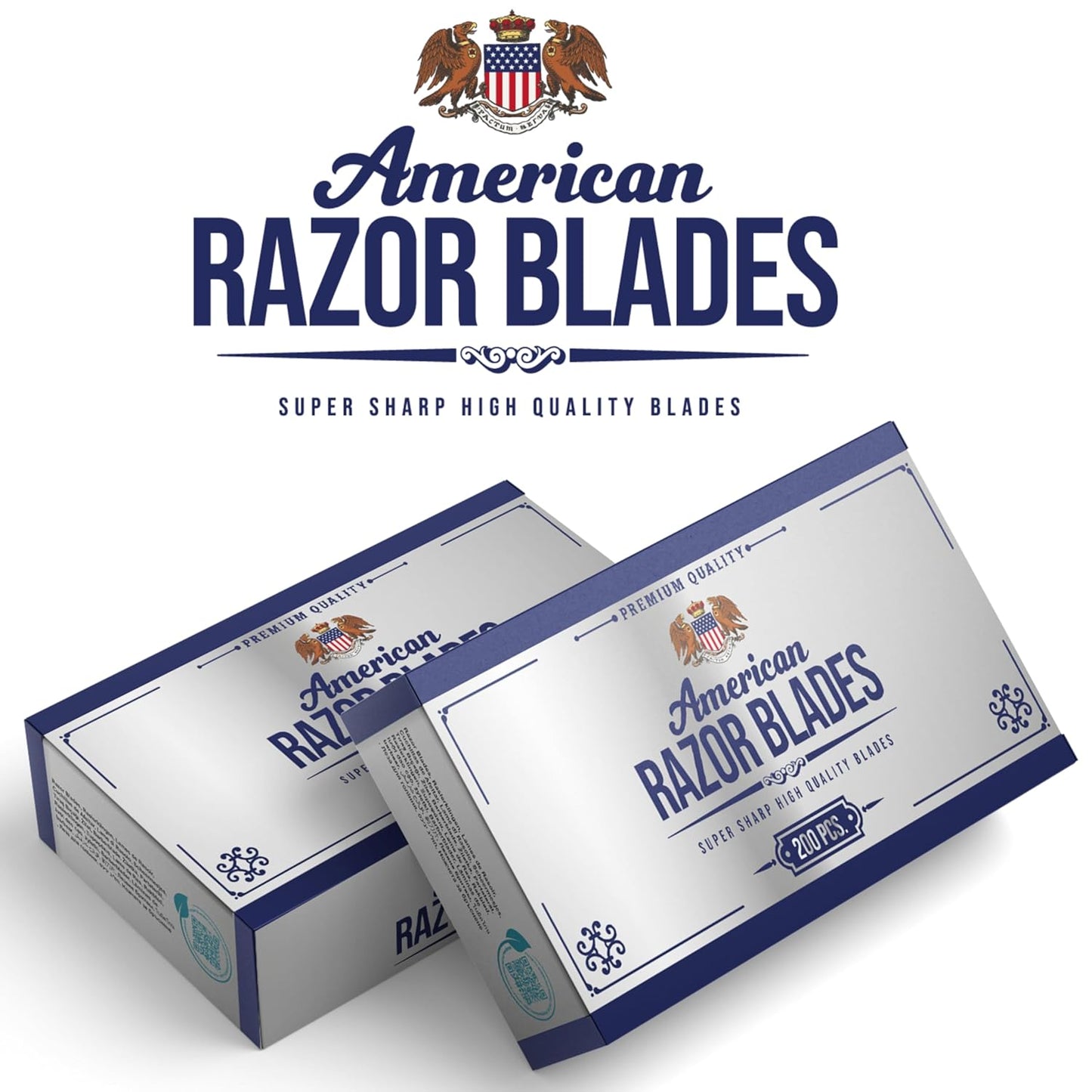 American Razor Blades by The Shave Factory - Super Sharp Double Edge Razor Blades, Japanese Steel, New Value Pack (200)