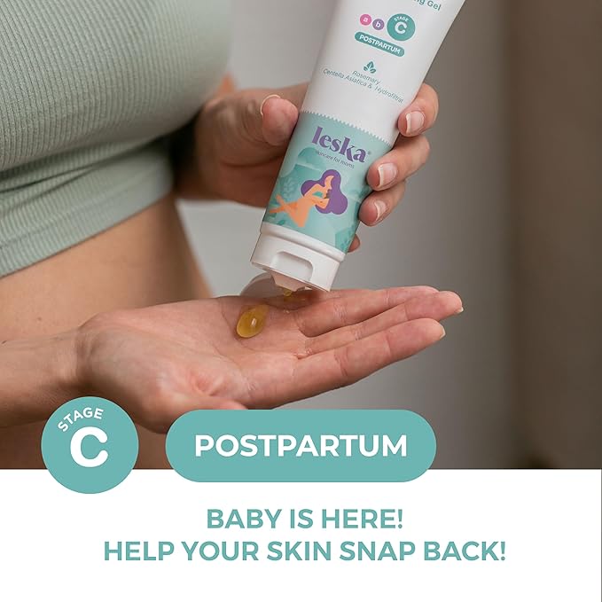 Leska Maternity Set | Belly Lotion, Belly Oil, Stretch Mark Defense Cream & Belly Butter, Toning Gel | Maternity Stages Skin Care for Pregnancy & Postpartum |New Mom Gifts (Set of 5, 4-4.93oz each)