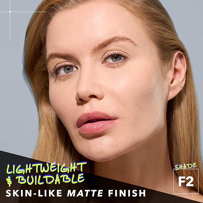 COVER FX Power Play Foundation - Shade F2 - Buildable Full Coverage - Waterproof Sweat-Proof Transfer-Proof - Natural Matte Finish - All Skin Types