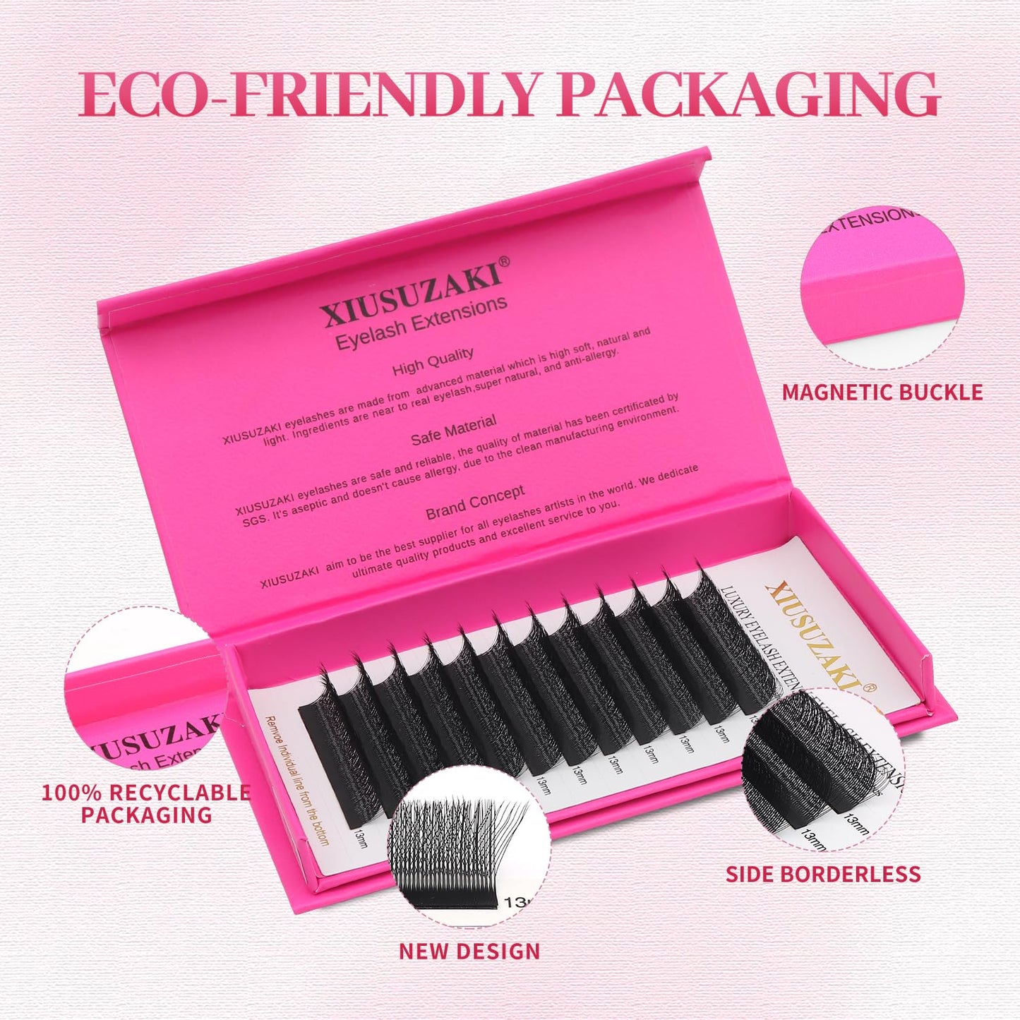 Lash Extensions Three Core Tips 3D Eyelash Extensions W Shape 0.07mm Thickness C Curl 13mm Premade Fans Easy Fan Volume Lashes Matte Black Crisscross(W-3D-Three Core-0.07-C,13mm)