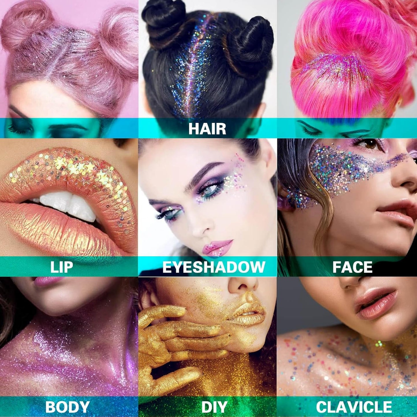 MEICOLY Purple Face Body Glitter,Mardi Gras Outfit for Women,Sparkle Mardi Gras Accessories,Chunky Glitter Face Paint,Face Eye Lip Hair Music Festival Rave Glitter Makeup,Body Glitter Gel for Women