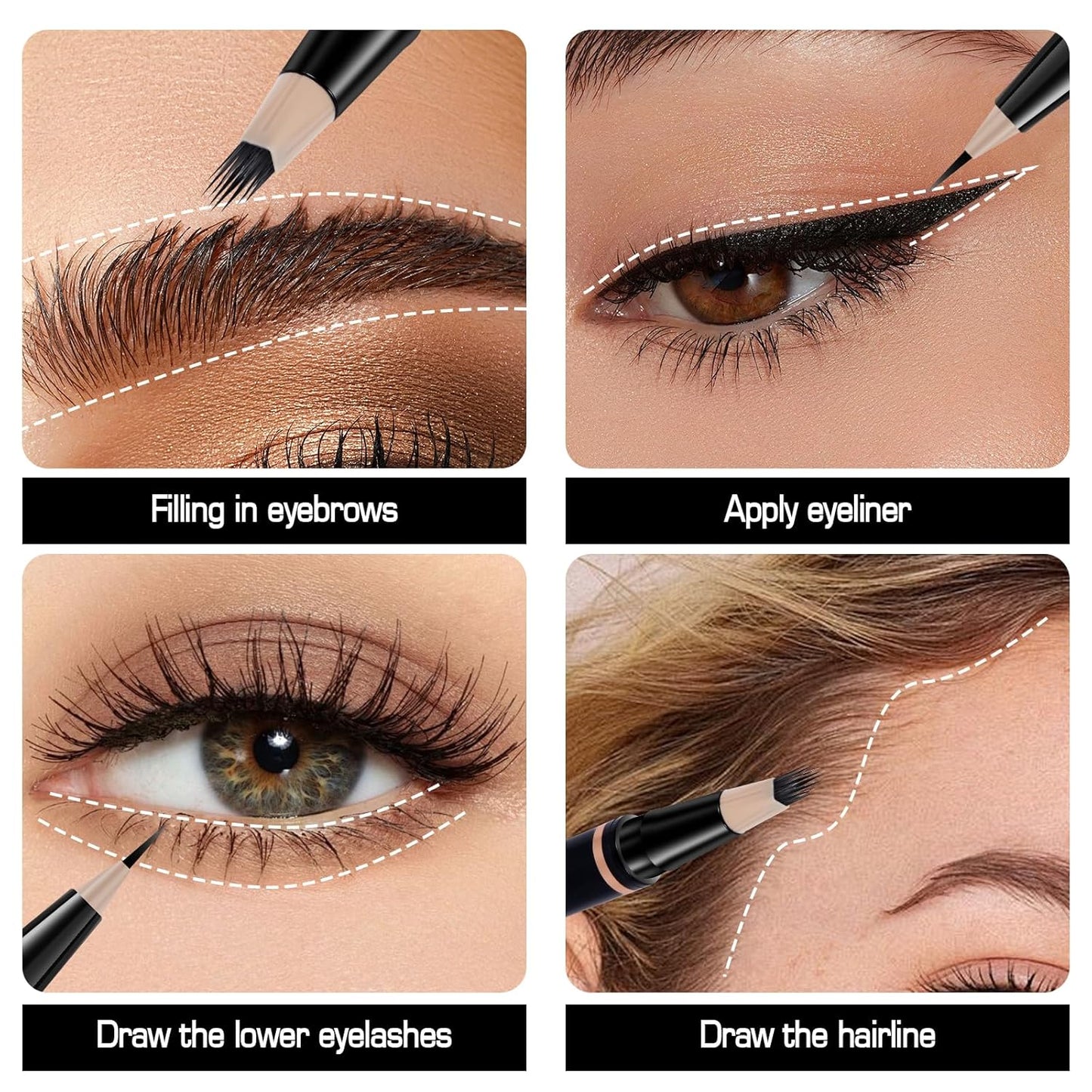 Eyebrow Pencils for Women, Microblading Eyebrow Pen Magical 2-in-1 Dual-Ended Brow Pen with 3D & Precise Brush-Tip Create Natural Hair-Like Brows, Last All-Day(Soft Brown)