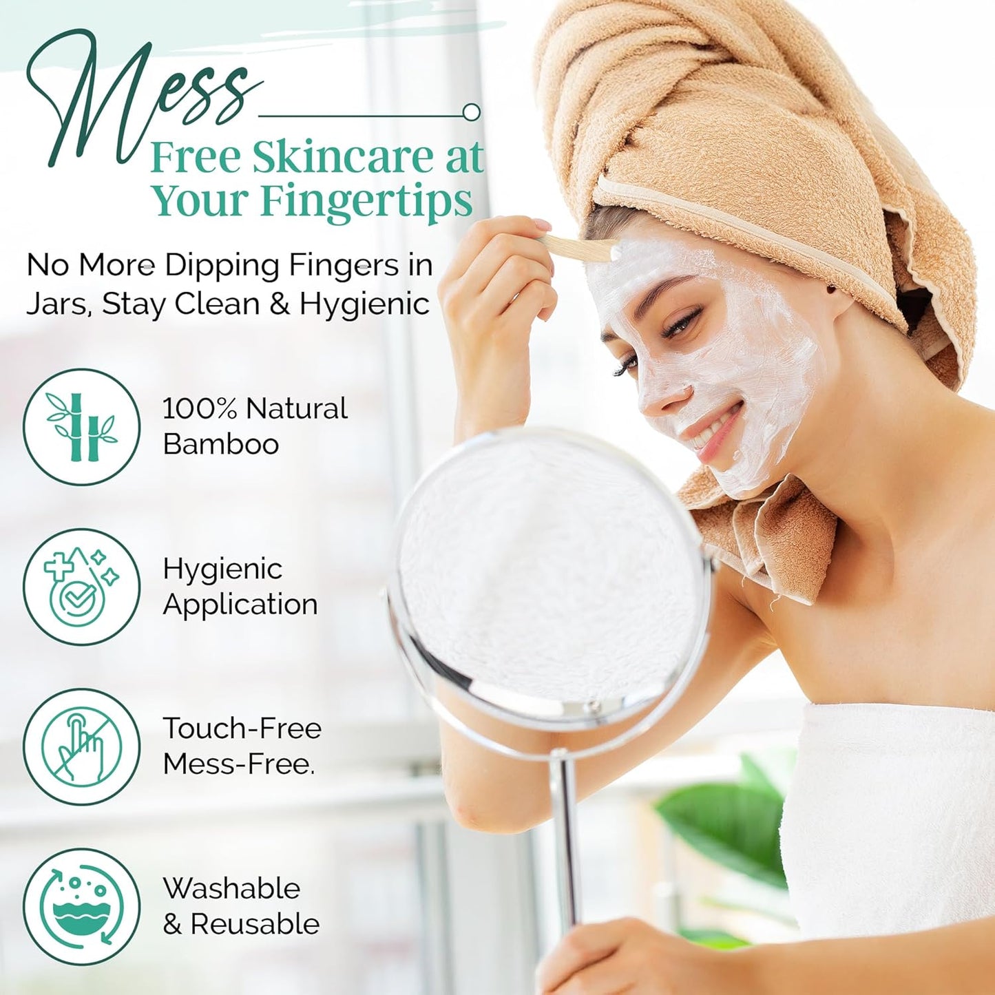 Bamboo 50-pack Cosmetic Facial Makeup Spoon Spatula Mini Makeup Spatula, Biodegradable Compostable Cosmetic Cream Spatulas Spoon, Skincare Scoop Applicator Facial Massage Beauty BPA FREE (Standard)