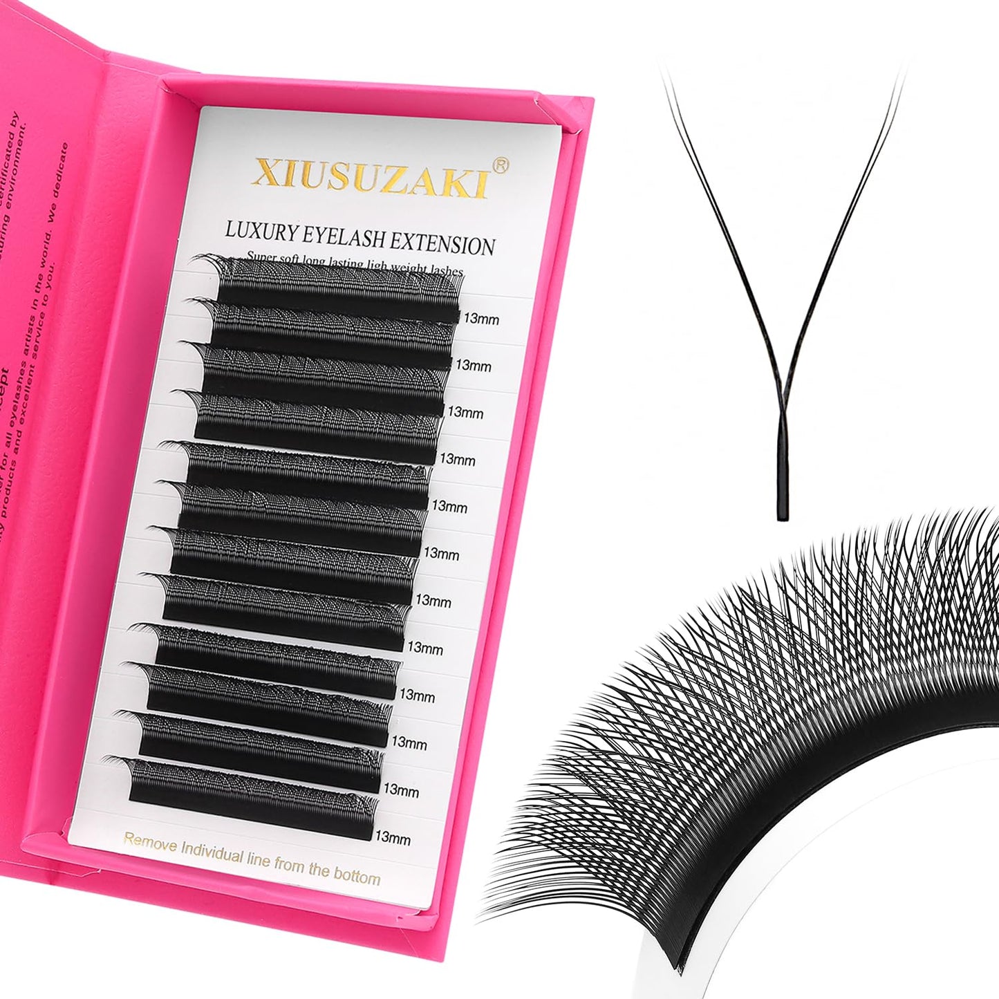 YY Lash Extensions Y Eyelash Extensions 0.05mm Thickness C Curl Mix 8-15mm Premade Fans 4D Individual Lashes Matte Black Volume Lashes 12 Rows Crisscross False Eyelashes(YY-0.05-C,8-15mm)