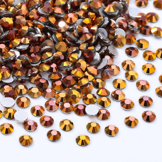 Gold Flatback Rhinestones, Glass Rhinestones for Nail Art and Craft, Glue Fix, Loose Crystal Gemstones(Gold, SS4, 1440pcs, 1.5-1.7mm)