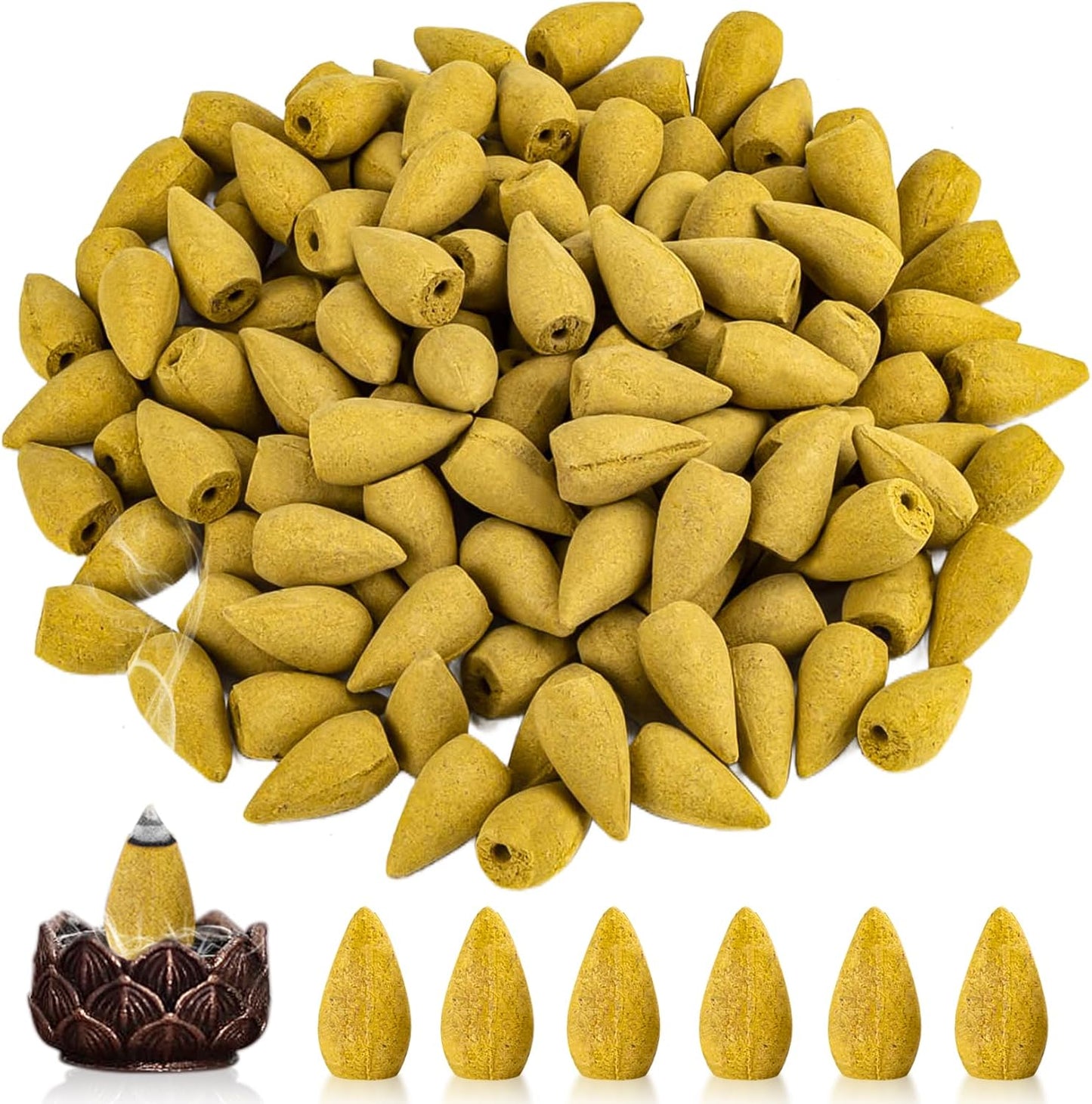 Sukh Backflow Incense Cones for Waterfall - 108 PCS Waterfall Scented Cone Bulk Aromatic Smoke Fountain for Aromatherapy Yoga Relaxation Home Decor(Jasmine Scents)