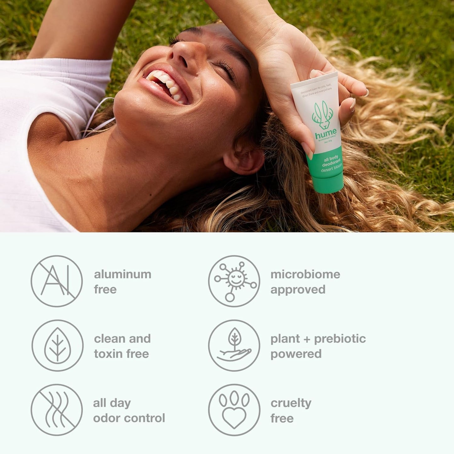 Hume Supernatural Invisible Whole Body Deodorant Balm - Full Body Protection - Aluminum Free, No Baking Soda - Anti-Chafing Odor Control - Clinically Tested on Sensitive Skin (Desert Bloom, 1-Pack)