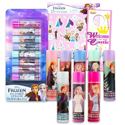 Frozen Lip Balm Set - Bundle with 8 Disney Lip Balm Tubes, Stickers and More | Anna and Elsa Lip Balm Kit