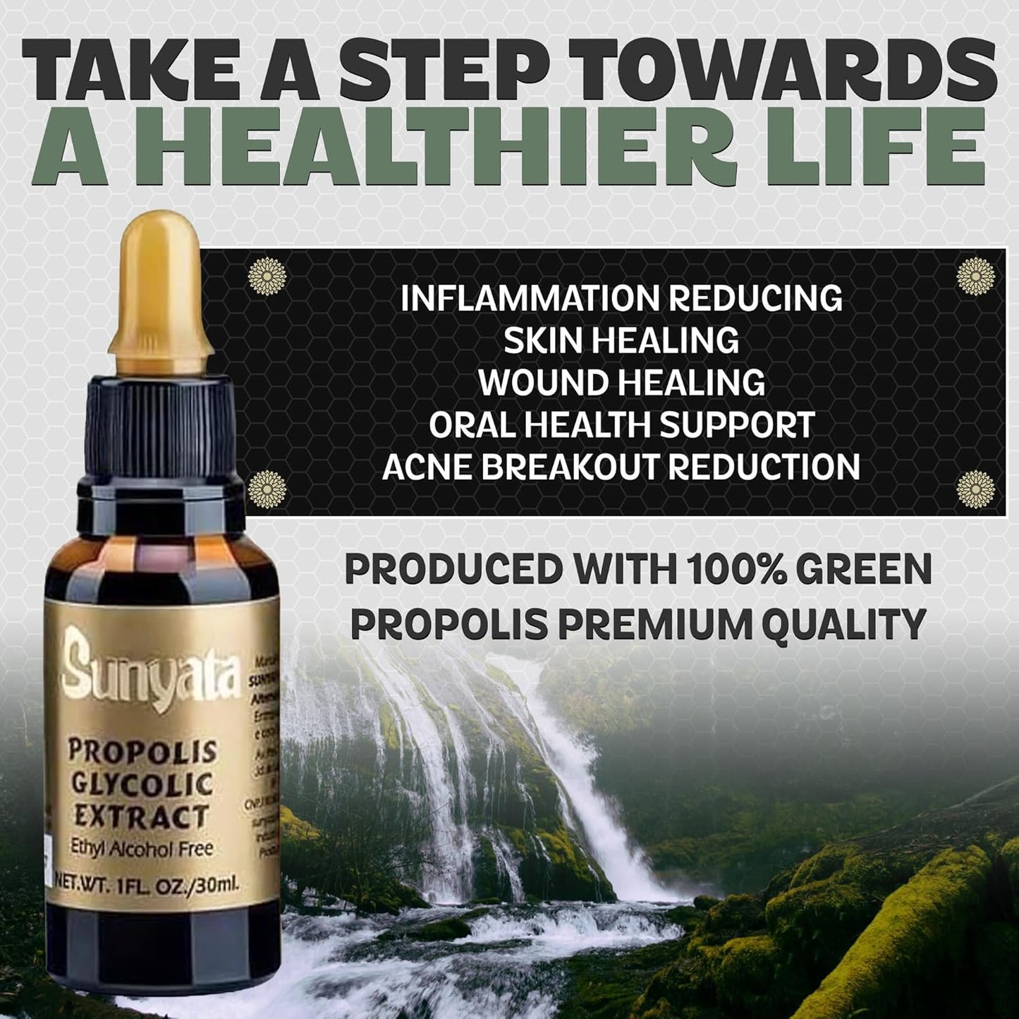Brazil Brazillian Green Bee Propolis Liquid Extract Sunyata No Alcohol 30ML(1 Pack)