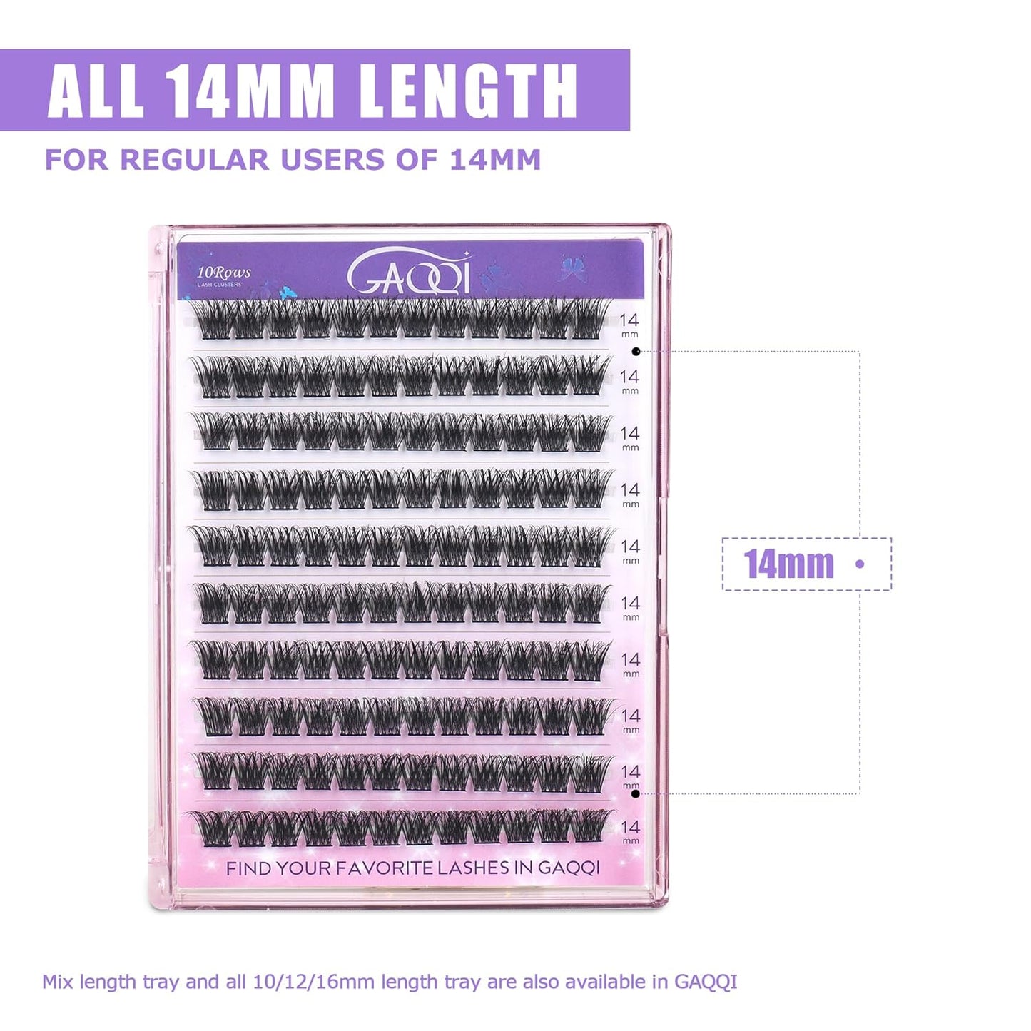 GAQQI Lash Clusters, Individual Lashes D Curl, DIY Lash Extension 14mm False Eyelash Clusters 120 PCS, Natural & Wispy Cluster Lash Wisps (GQ19, D Curl,14mm)