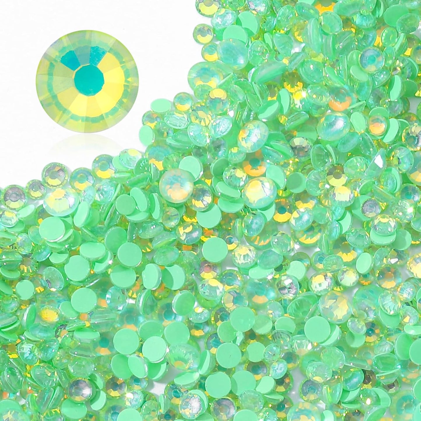 F Green Flatback Rhinestones, Glass Rhinestones for Nail Art and Craft, Glue Fix, Loose Crystal Gemstones(F Green, SS12, 1440pcs, 2.9-3.0mm)