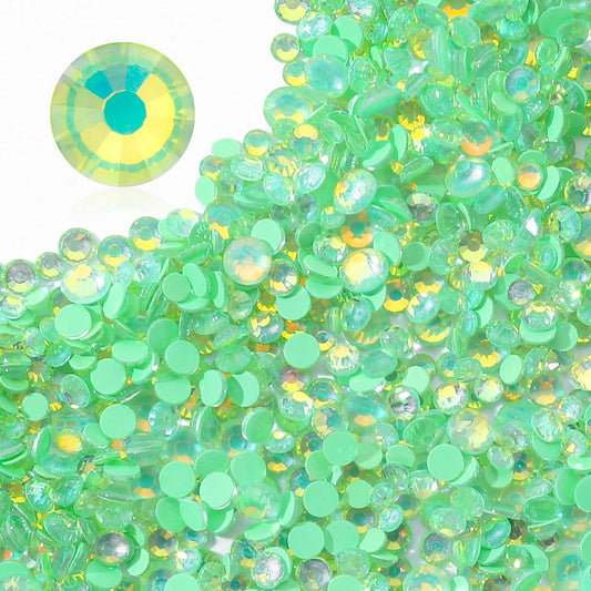 F Green Flatback Rhinestones, Glass Rhinestones for Nail Art and Craft, Glue Fix, Loose Crystal Gemstones(F Green, SS12, 1440pcs, 2.9-3.0mm)
