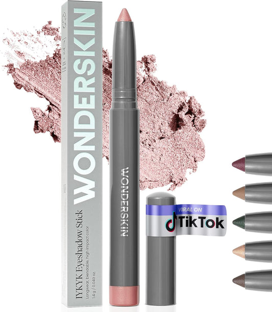 Wonderskin IYKYK Eyeshadow Stick - Longwear Eye Shadow Sticks, Budge-Proof & Waterproof Shimmer Eyeshadow Stick with Built-in Sharpener (Pink Quartz)
