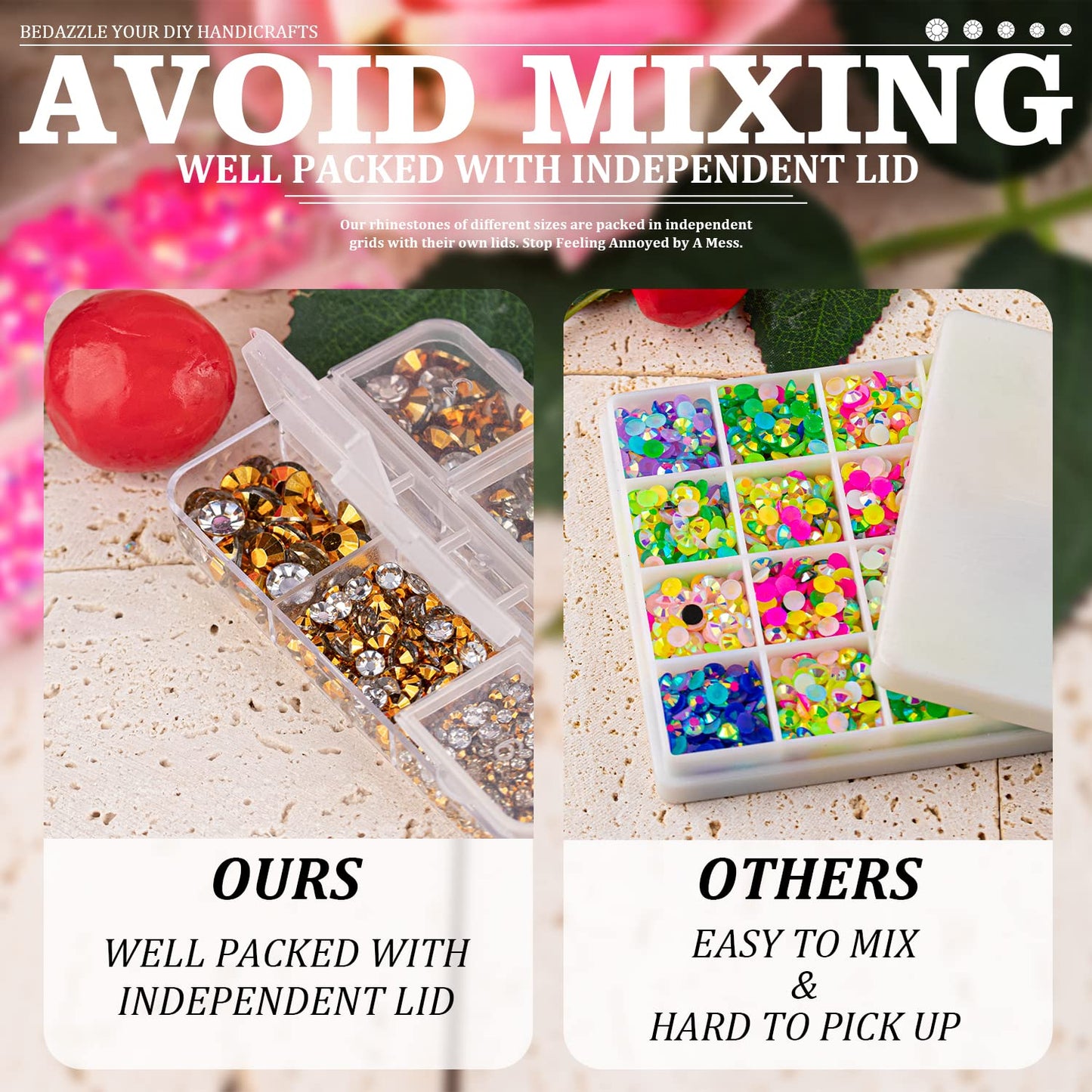 Resin Rhinestones Crafting, 2/3/4/5/6mm Flatback Jelly Rhinestones, 3 Box Mineral Gold Non Hotfix Crystal Gems for Bedazzling Crafts Mugs Tumblers Clothes Makeup Nail