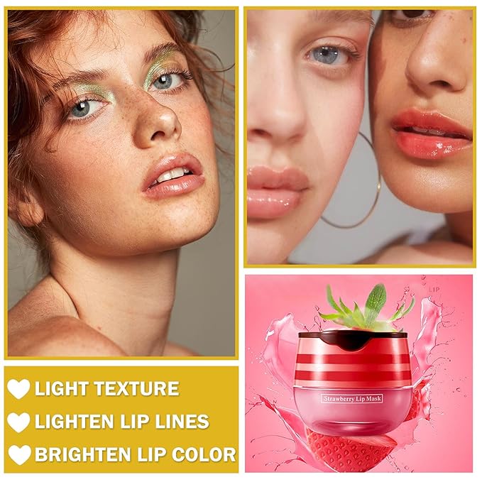 NVLEPTAP 2PCS Bee Lip Balm Honey Pot Honey & Strawberry Lip Balm Moisturizing Honey Lip Mask Lip Care Products Lip Balm with Wand