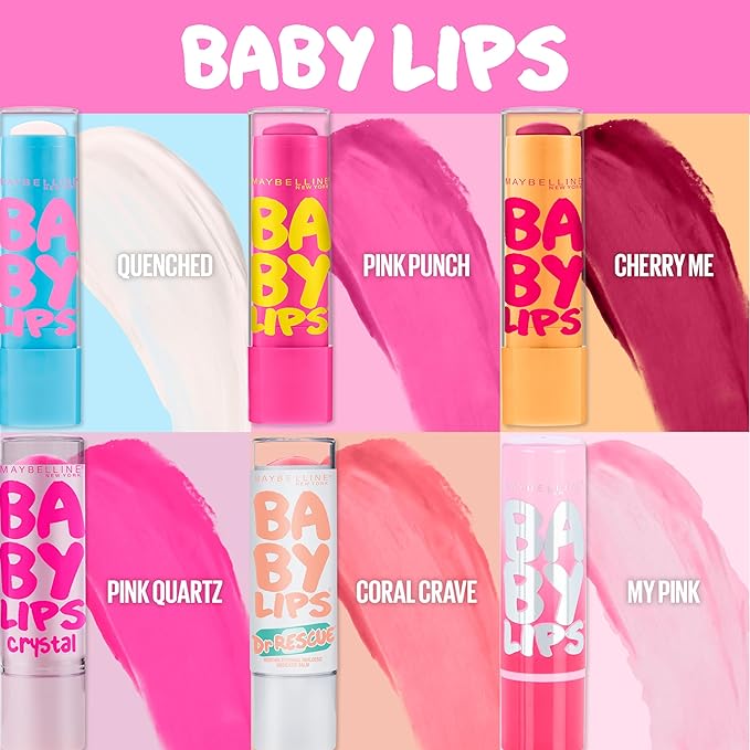 Maybelline New York Baby Lips Moisturizing Lip Balm 3-pack, Lip Care Essentials, 3 Shades