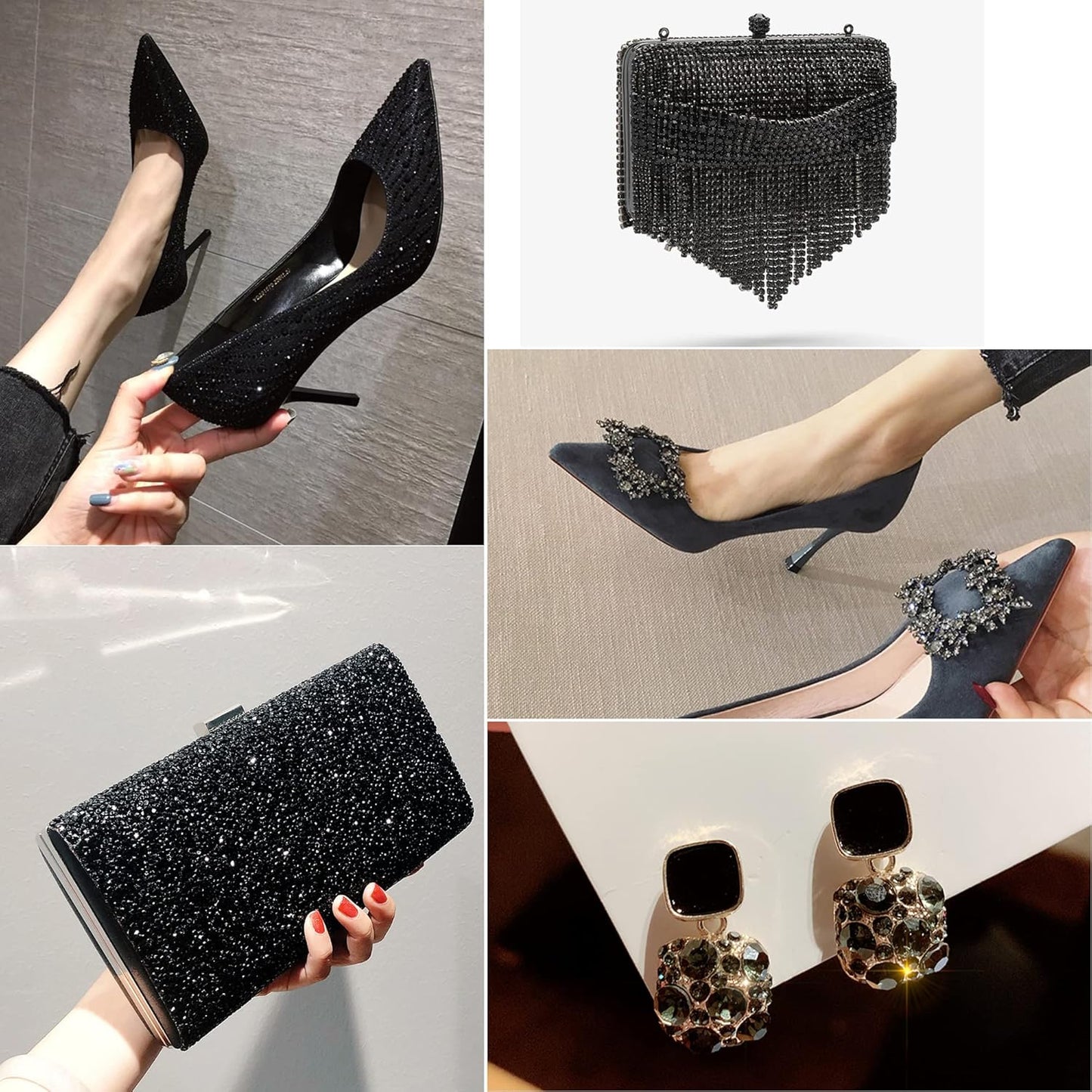 beadsland Flat Back Crystal Rhinestones Round Gems for Nail Art and Craft Glue Fix,Black Diamond (2.3-2.5mm) SS8/1440pcs