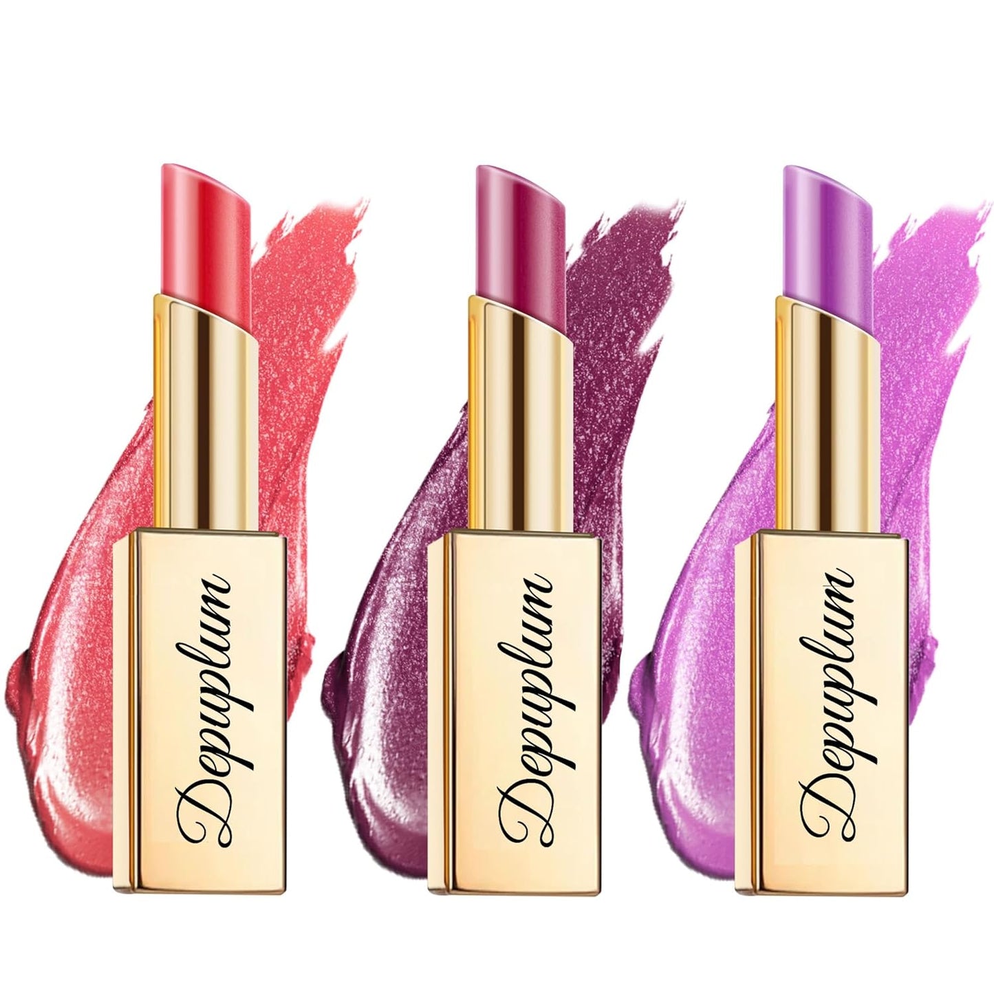 Red Berry Purple Lipstick Set for Women Shimmer Tinted Lip Balm Hydrating Moisturizing Lipstick Cruelty Free Lip Makeup, DM108/109/122