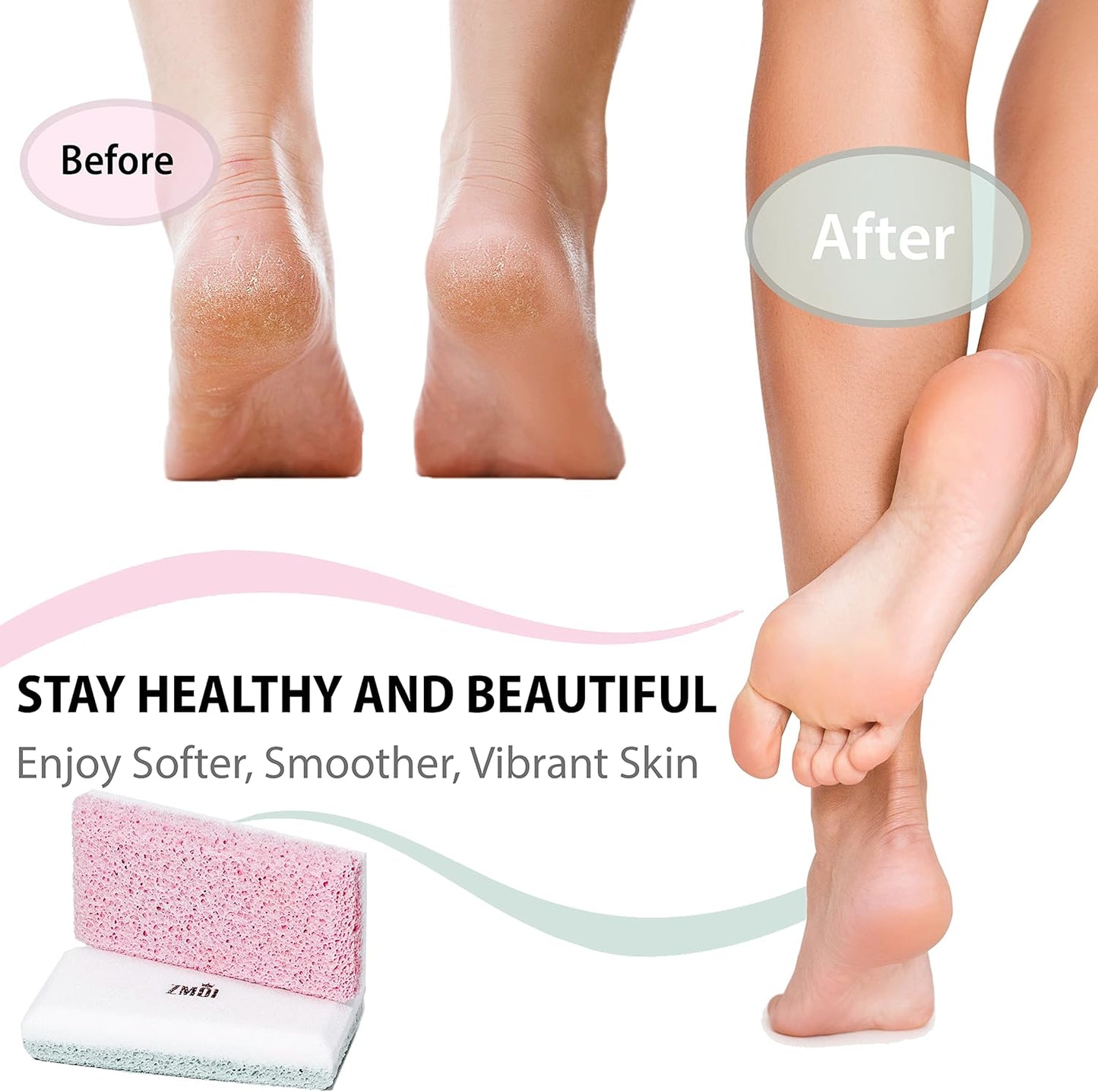 Glass Pumice Stone Callus Remover for Feet, Elbows, Hands, and Knees, Spain Made - 2 in 1 Pedicure Exfoliator and Scrubber for Rough, Hard Skin (Pink Color)