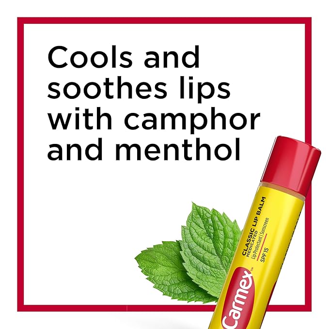 Carmex Medicated Lip Balm Sticks, Lip Moisturizer for Dry, Chapped Lips, 0.15 OZ - (2 Packs of 3)