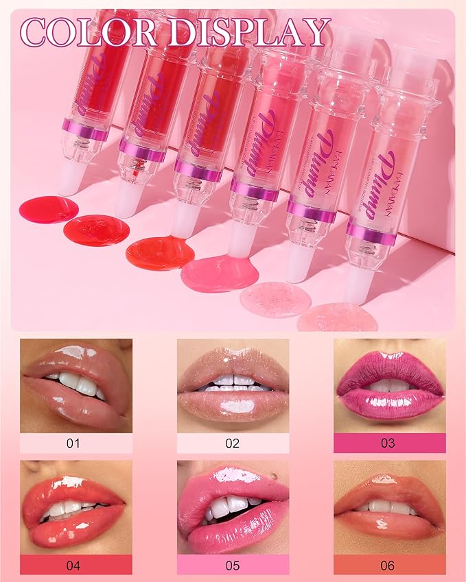 Lip Plumping Booster-2Colors Spicy Lip Plumper Oil Lip Gloss, Plump and Pout Lip Plumper Hydrating & Volumizes Lip GLaze, Enhancing Plump Effect for Fuller Lips, Lip Glossy Makeup Gift for Women-03+04