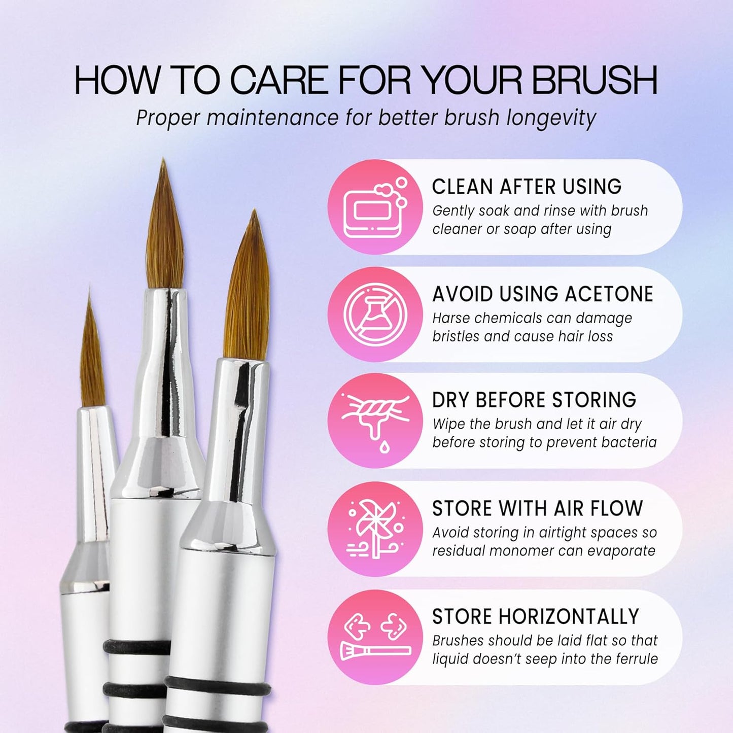 PANA 3D Kolinsky Acrylic Nail Art Sculpture Brush with Silver Metal Non-Slip Grip Handle for Manicures 3D Nail Art Flower Designs (Size #2)