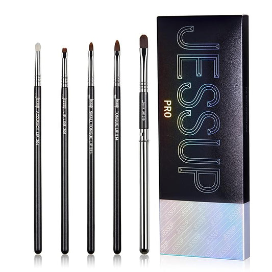 Jessup Lip Brush Set, Professional Lip Makeup Brushes for Lipstick Streak-Free Contour Define and Accentuate, Premium Synthetic Hair, 5pcs T325
