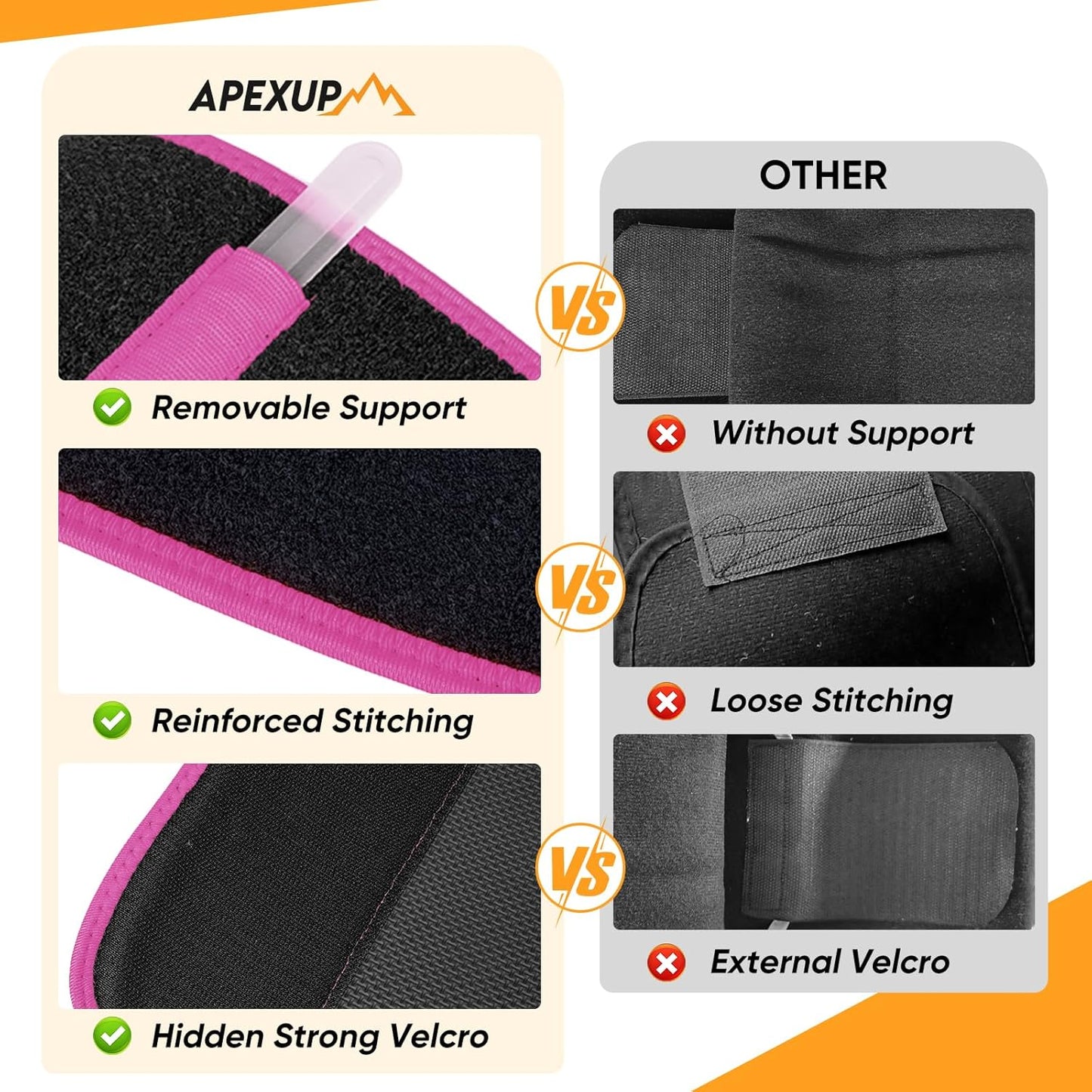 APEXUP Sweat Waist Trainer for Women and Men, Neoprene Waist Trimmer Belt Slimming Sweat Band with Removable Lumbar Support