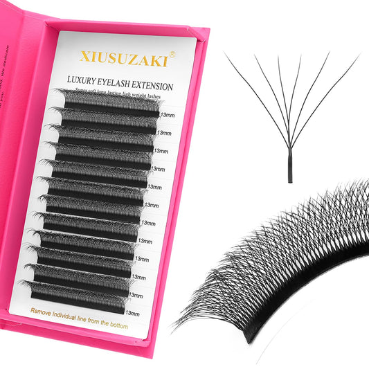 W Lash Extensions Supplies 6D Eyelash Extensions W Shape 0.07mm Thickness C Curl 12mm Premade Fans Easy Fan Lashes Volume Matte Black 12 Rows Crisscross Eye Lashes(W-6D-0.07-C,12mm)