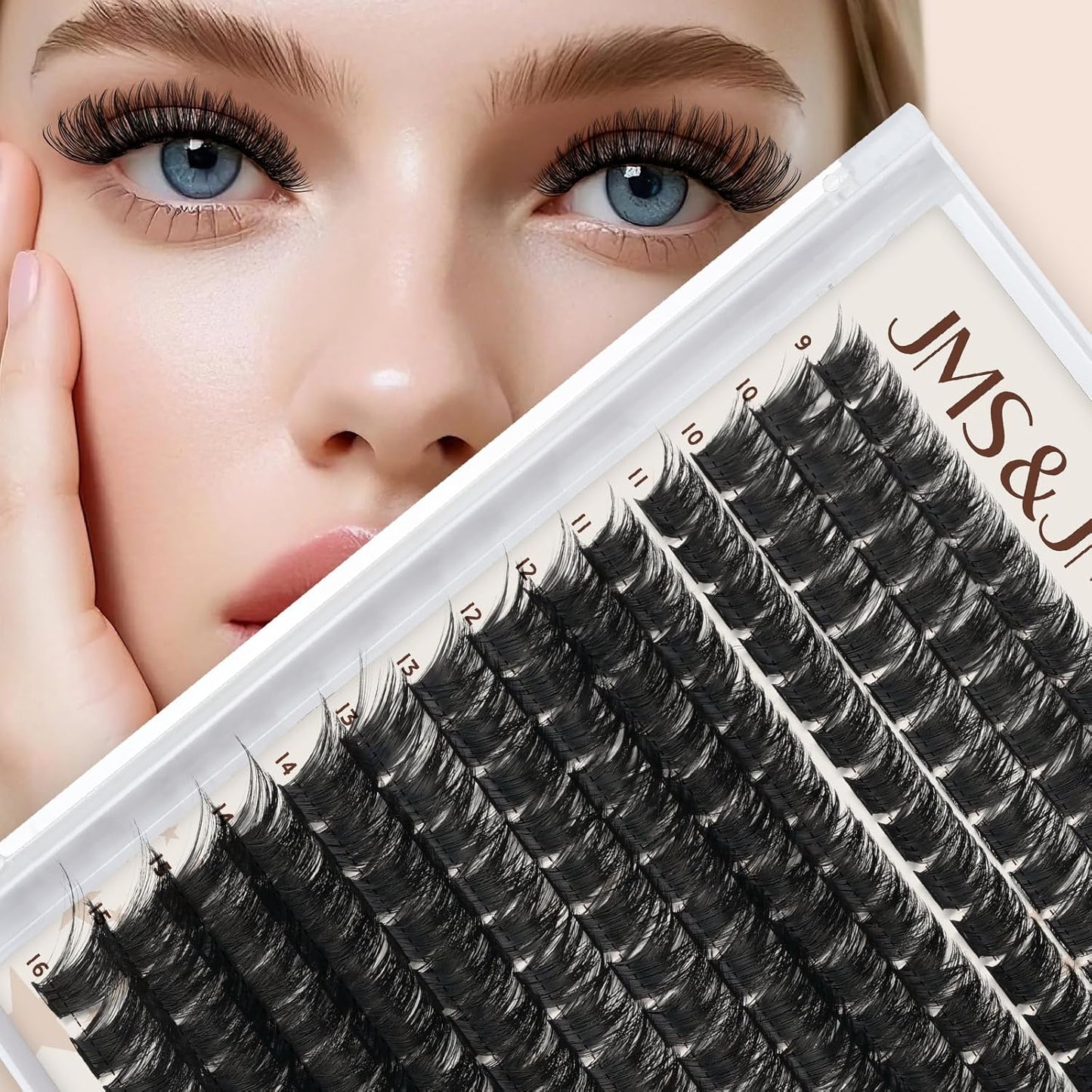 JMS&JMS 182Pcs Lash Clusters Eyelash Clusters 200D D Curl 9-16MIX Clusters Lashes Thick Super Soft Wispy DIY Eyelash Extension at Home(200D-D,9-16MIX)