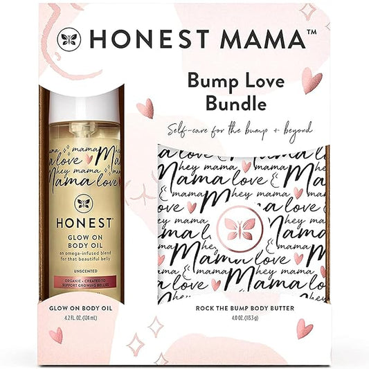 The Honest Company Honest Mama Body + Belly Bump Love Bundle | Moisturizing, Plant-Based Oil + Stretch Mark Butter Cream