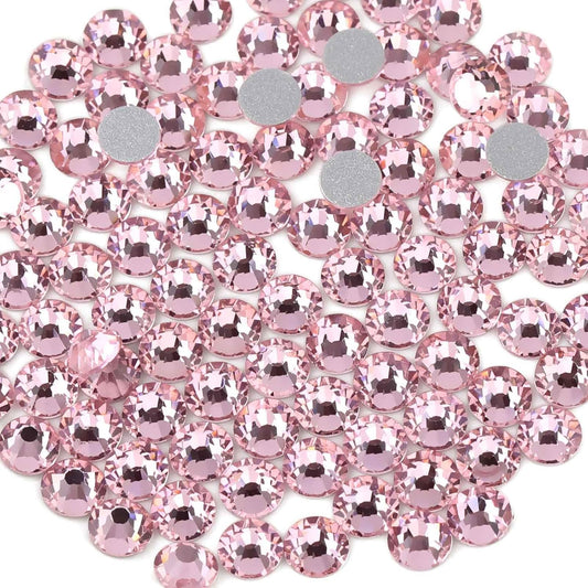 beadsland Flat Back Crystal Rhinestones Round Gems, Light Pink (2.7-2.8mm) SS10/1440pcs