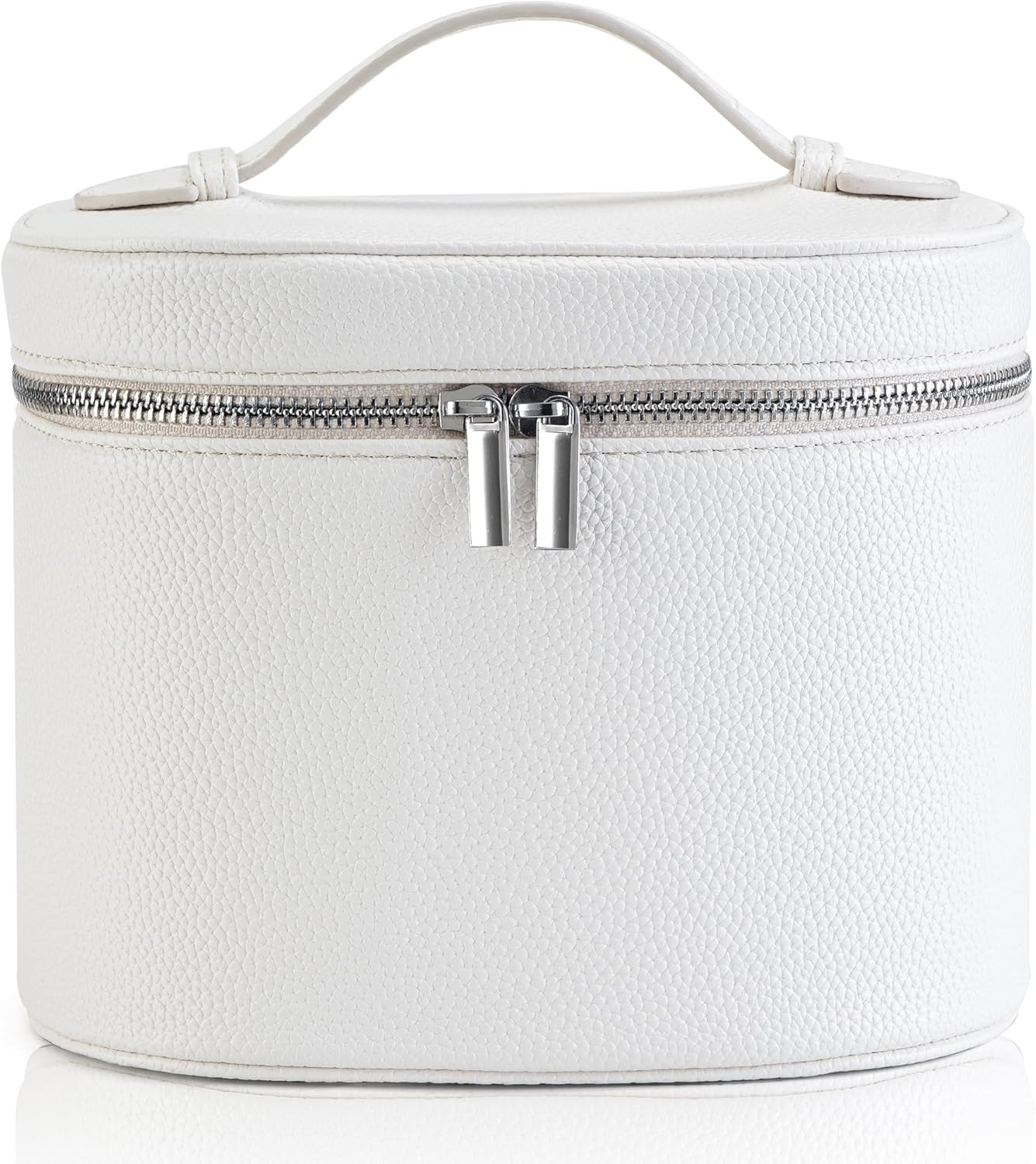 Makeup Bag Vanity Case Cosmetic Bag with Removable Divider Travel Toiletry Bag for Women Portable Make up Box Organizer, White