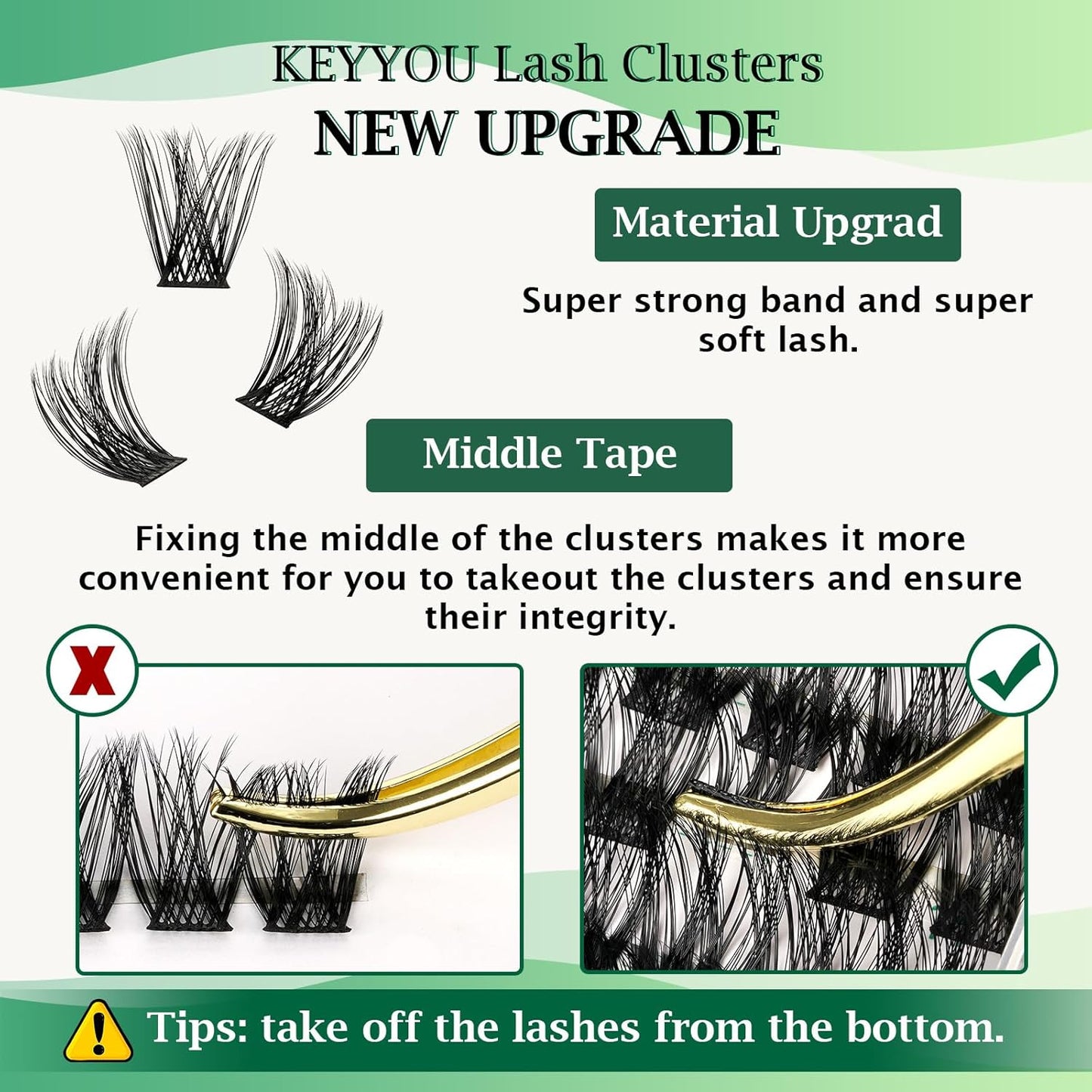 KEYYOU Volume Wispy Lash Extension 96pcs Individual Lashes D Curl 14mm Soft&Comfortable Easy DIY at Home (Y18, D-14mm)