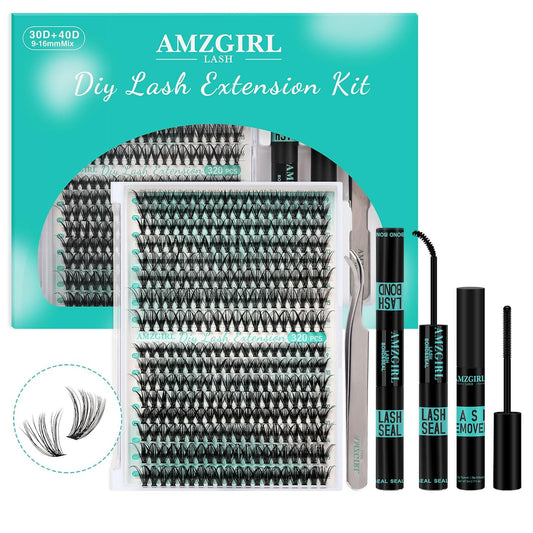Lash Clusters Kit 320Pcs,DIY Individual Lashes Extension Kit,Lash Bond And Seal,Lash Remover For Eyelashes Extensions,Lash Applicator Tool For False Eyelash Cluster Kit At Home(3040D,D-Mix9-16mm Kit)