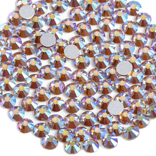 beadsland 288 Pieces Flat Back Crystal Rhinestones Round Gems, Lt.Colorado Topaz AB,SS30,6.3-6.5mm