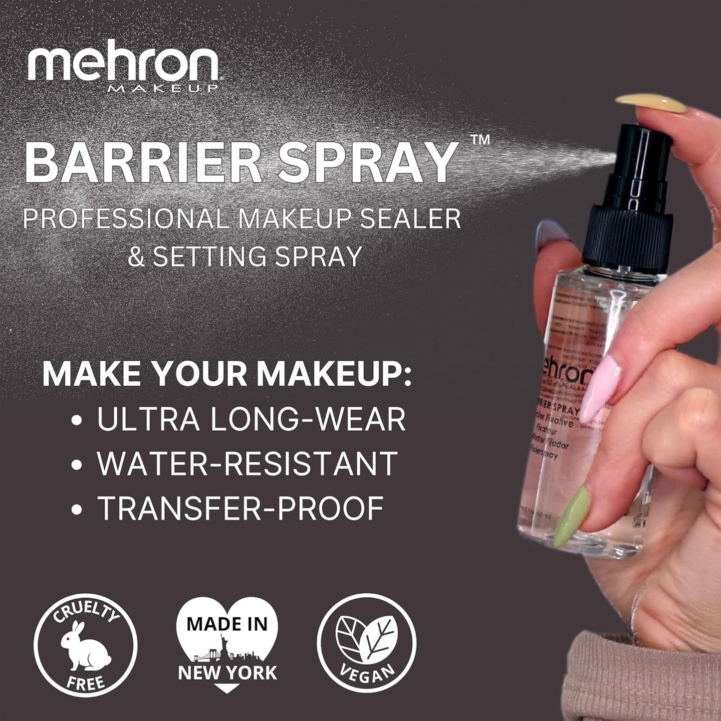 Mehron Makeup Barrier Spray | Makeup Setting Spray for Face 1 fl oz (29 ml)