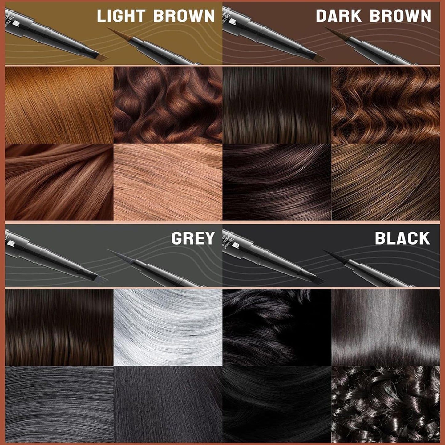 4-Fork Tip Microblading Eyebrow Pen - 2-in-1 Waterproof Eyebrow Pencil, Long-Lasting Natural Hair-Like Brows, Smudge-Proof & Easy to Use (04#Black)