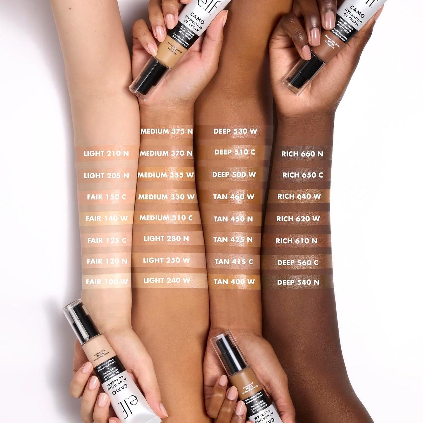 e.l.f. Hydrating Camo CC Cream, SPF 30, Color Correcting Full Coverage Foundation For A Dewy Finish, Vegan & Cruelty-Free, Light 240 W