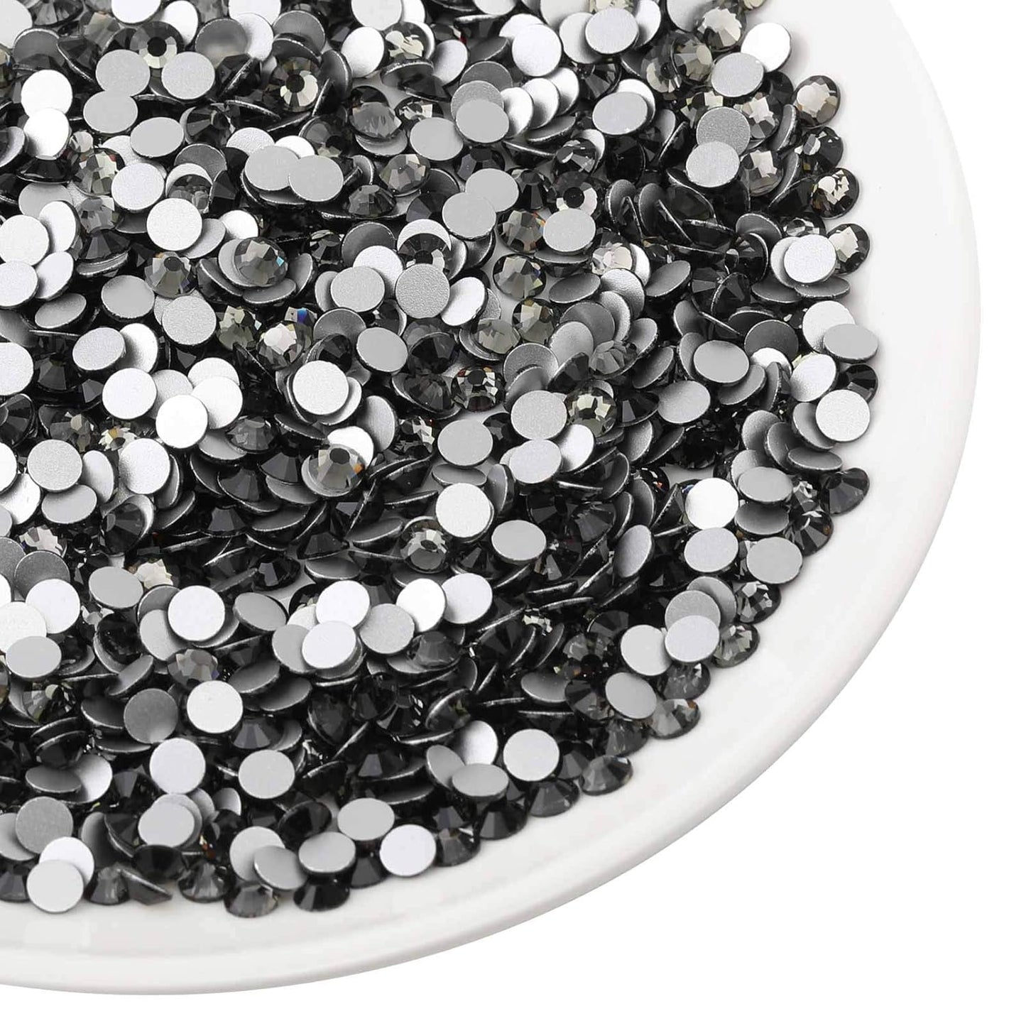 Beadsland 1440pcs Flat Back Crystal Rhinestones Round Gems for Nail Art and Craft Glue Fix,Black Diamond,SS20,4.6-4.8mm