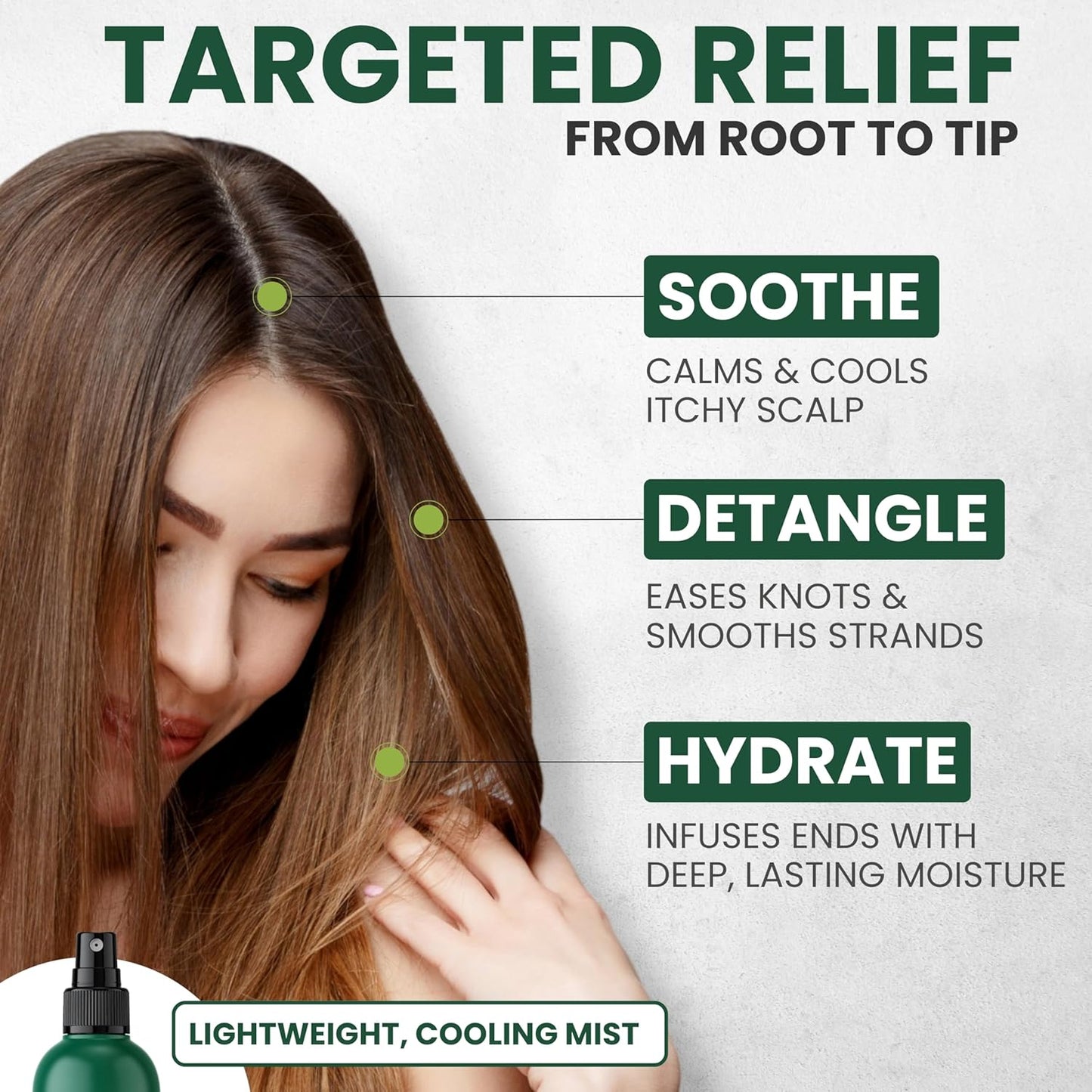 Tea Tree Oil Leave In Conditioner, Detangler Spray for Dry Damaged Hair, Frizz Control, Itchy Scalp Relief for Men & Women, Paraben & Sulfate Free.