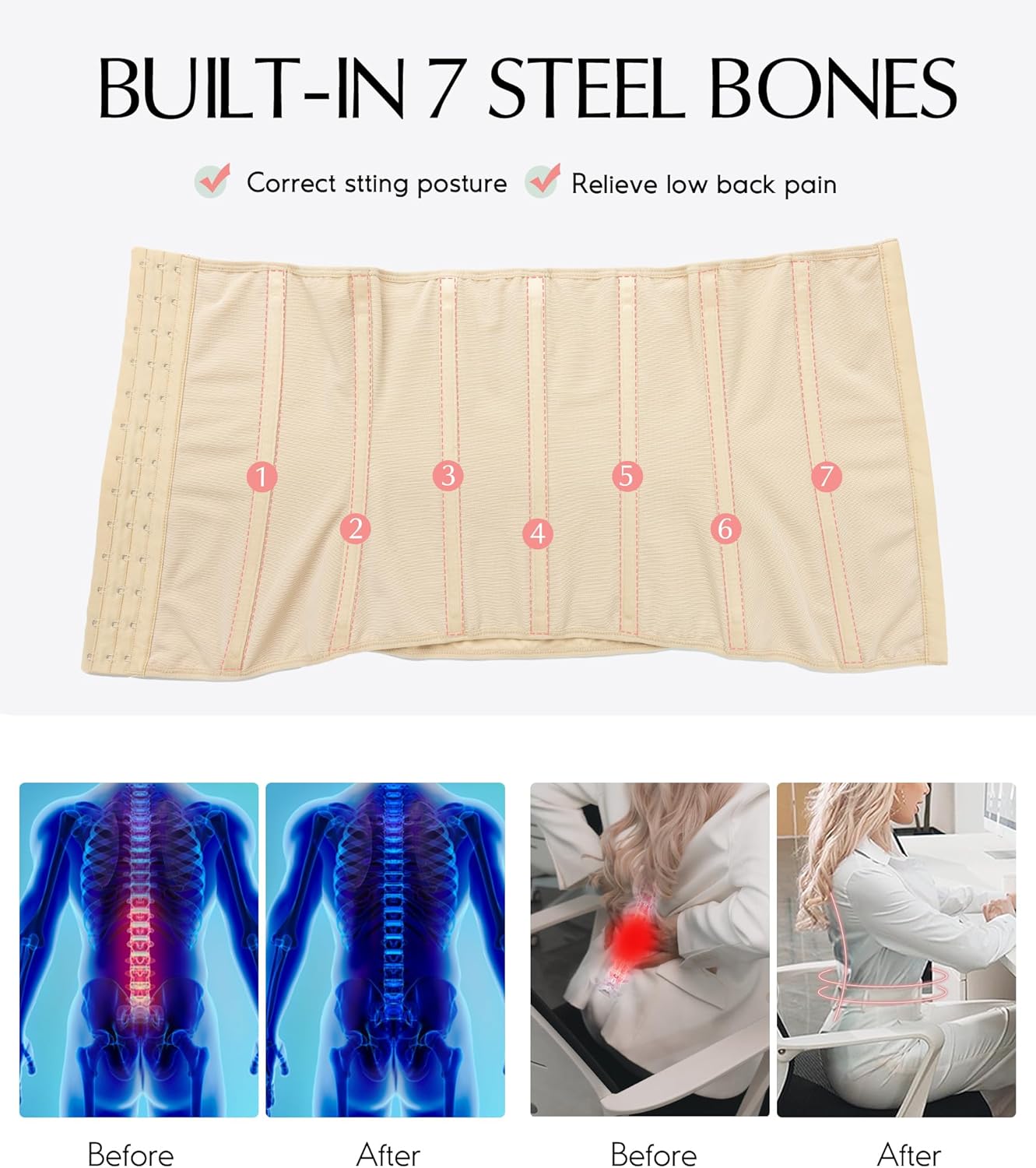 MERYOSZ Waist Trainer Corset Zipper Tummy Control Shapewear Breathable Waist Cincher for Women Body Shaper Sport Girdle