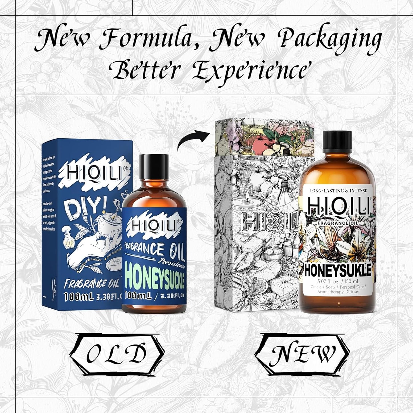 HIQILI Honeysuckle Fragrance Oil for Home Diffuser, Perfect for Candle & Soap Making, Relaxation, Beautiful Gifts - 5.07 Fl Oz