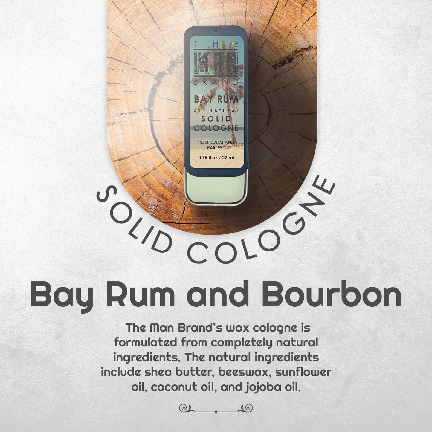 Solid Cologne Sample Set with Bay Rum Solid Cologne and Genlemen's Bourbon Solid Cologne (Bay Rum and Bourbon - 2 Pack - 0.75 oz each)